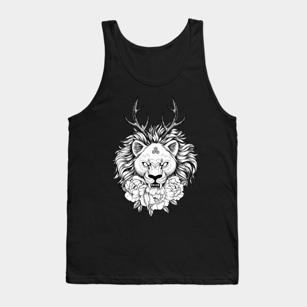 Wiccan lion with horns and flowers Tank Top by fears